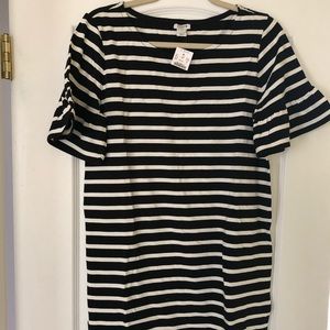 NWT J Crew Factory stripe dress w Ruffle Sleeved